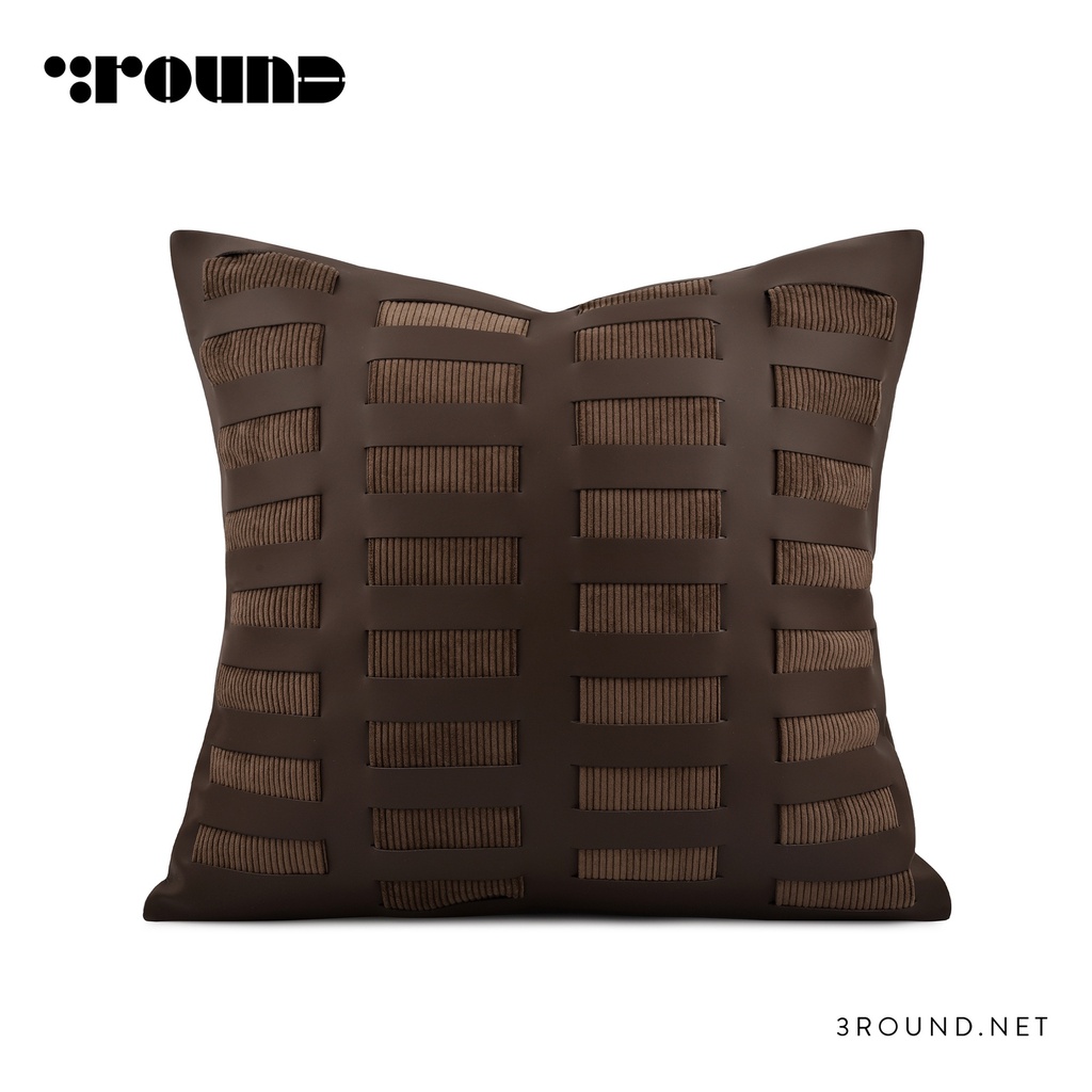 Leather and Fabric Square Cushion