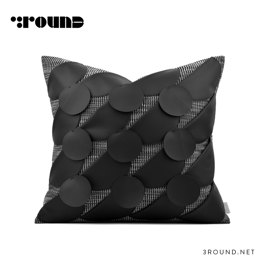 Fabric and Leather Square Cushion