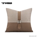 Fabric and Leather Square Cushion