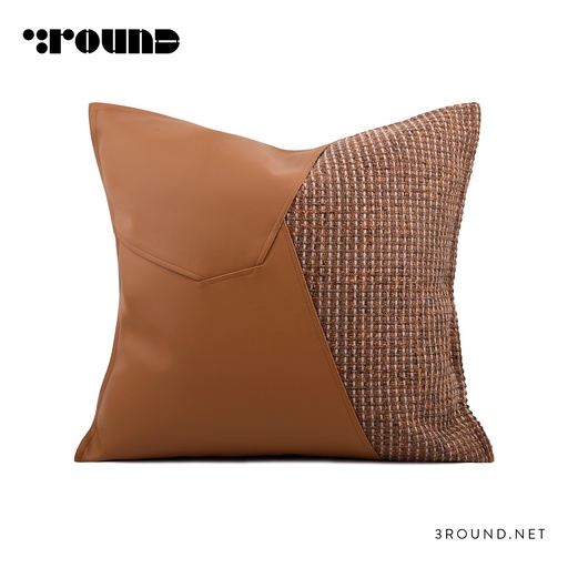 Fabric and Leather Square Cushion