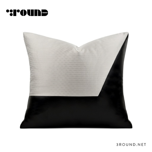 Fabric and Leather Square Cushion